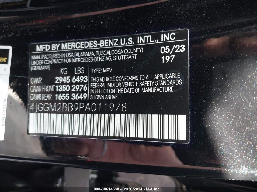 2023 MERCEDES-BENZ EQE 350+ SUV 4JGGM2BB9PA011978