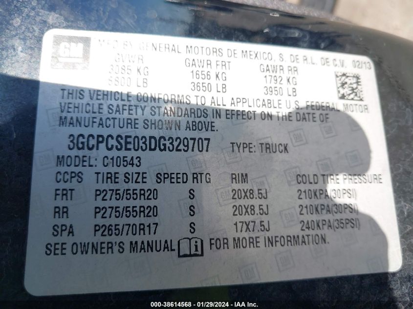 2013 CHEVROLET SILVERADO 1500 LT - 3GCPCSE03DG329707