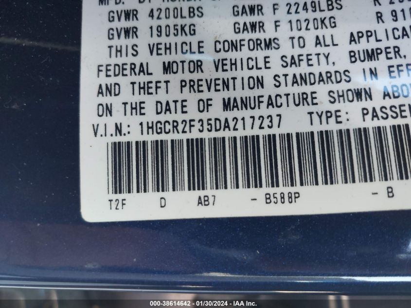 2013 HONDA ACCORD LX - 1HGCR2F35DA217237