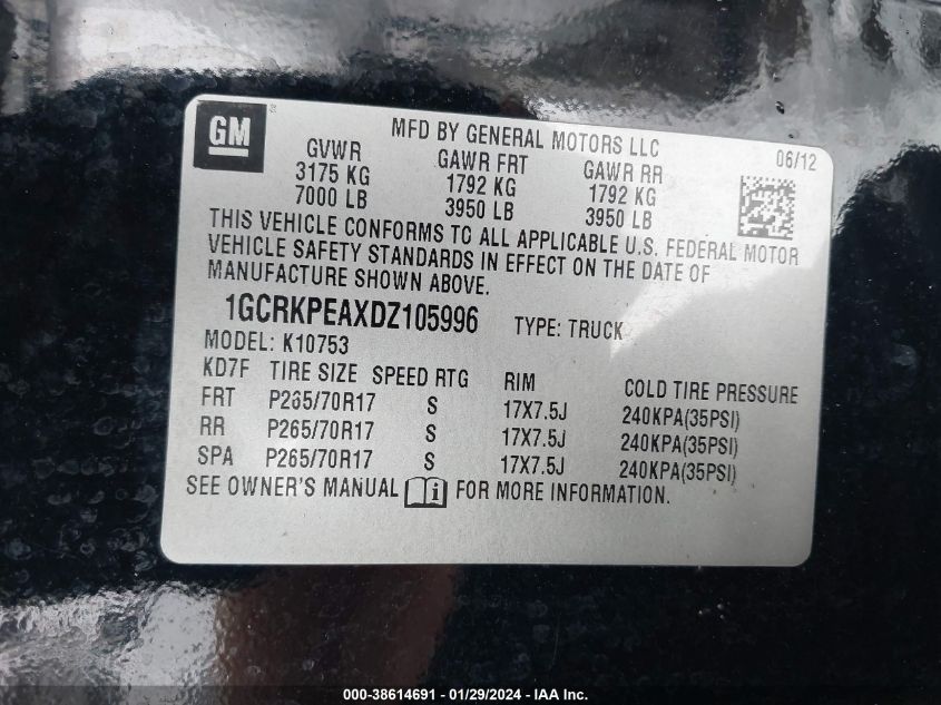 2013 CHEVROLET SILVERADO 1500 WORK TRUCK - 1GCRKPEAXDZ105996