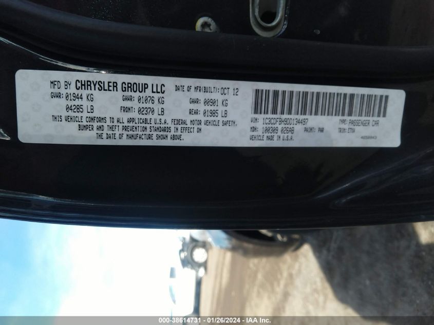 2013 DODGE DART SXT - 1C3CDFBH9DD134497
