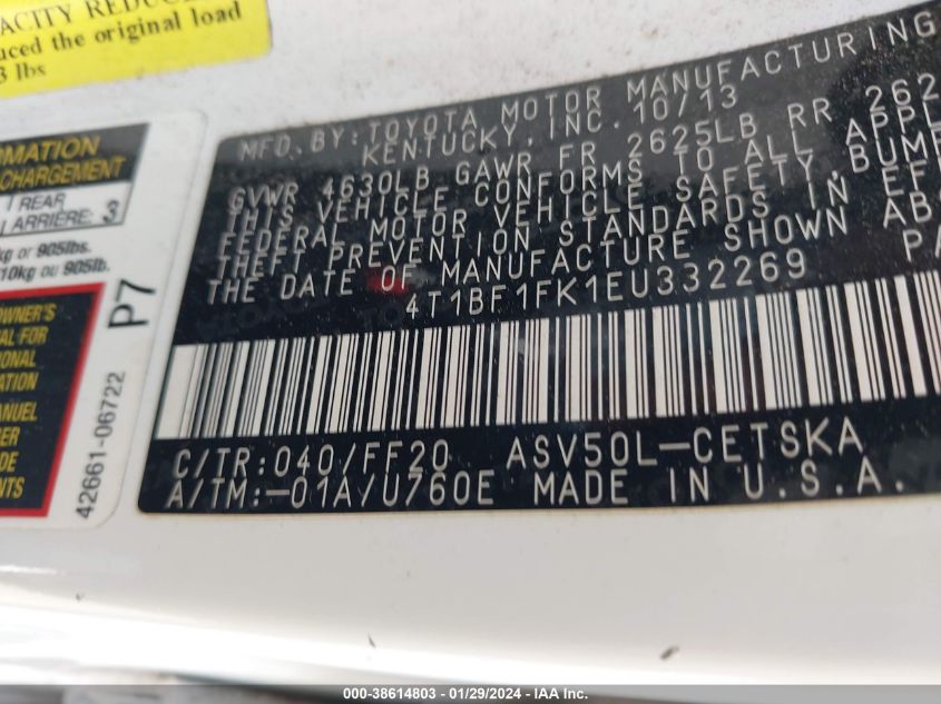 2014 TOYOTA CAMRY SE - 4T1BF1FK1EU332269