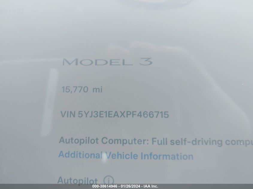 2023 TESLA MODEL 3 - 5YJ3E1EAXPF466715