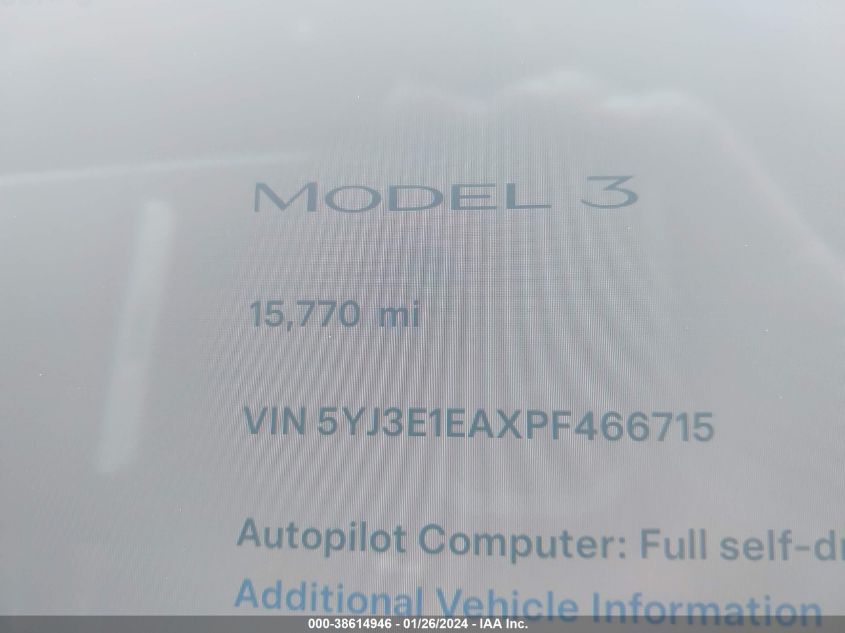 2023 TESLA MODEL 3 - 5YJ3E1EAXPF466715
