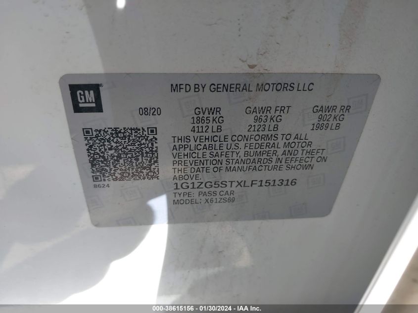 2020 CHEVROLET MALIBU RS - 001G1ZG5STXLF1513