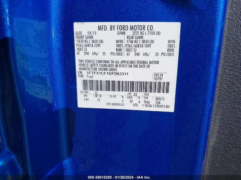 2013 FORD F-150 STX - 1FTFX1CF1DFD63311