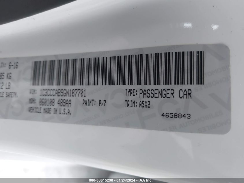 2016 CHRYSLER 200 LIMITED - 1C3CCCAB9GN187701