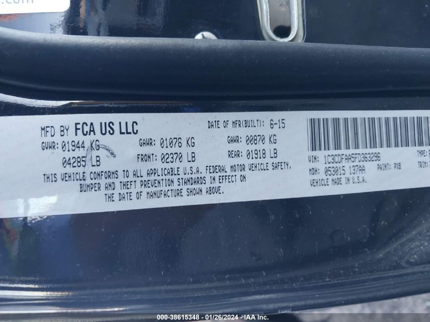 2015 DODGE DART SE - 1C3CDFAA5FD363296
