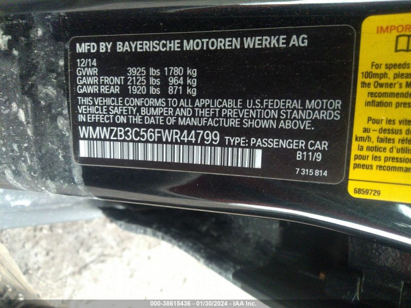 2015 MINI COUNTRYMAN COOPER - WMWZB3C56FWR44799