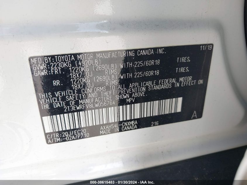 2020 TOYOTA RAV4 XSE HYBRID - 2T3EWRFV8LW056764