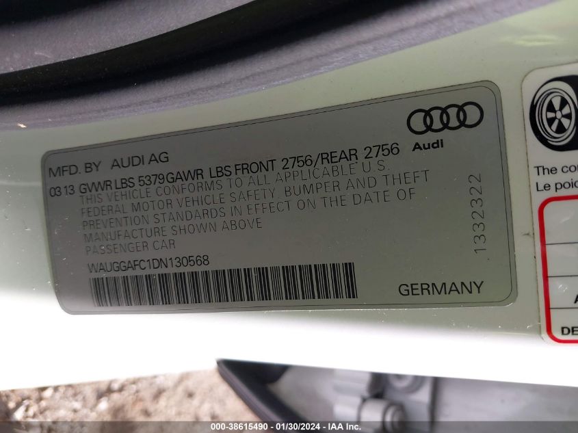 2013 AUDI A6 PREMIUM PLUS - WAUGGAFC1DN130568