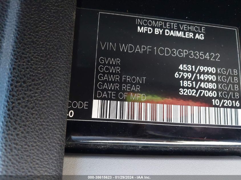 2016 MERCEDES-BENZ SPRINTER 3500 WDAPF1CD3GP335422