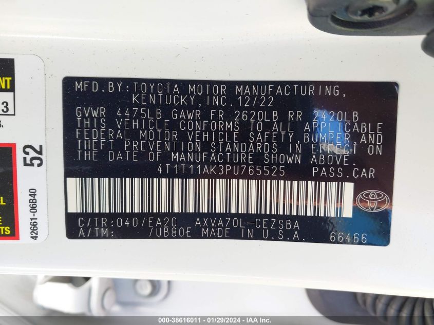2023 TOYOTA CAMRY SE - 4T1T11AK3PU765525