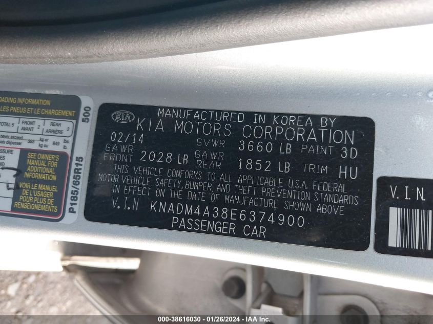2014 KIA RIO LX - 0KNADM4A38E637490