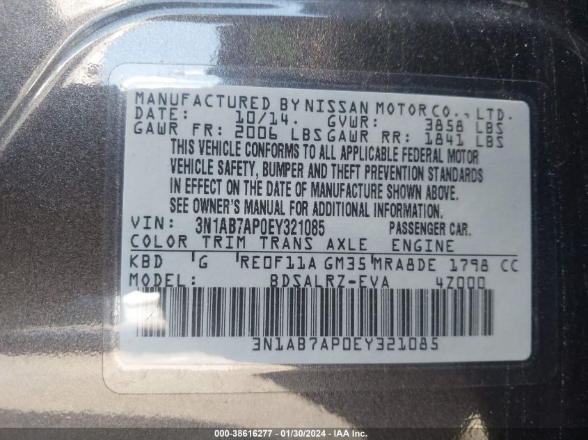 2014 NISSAN SENTRA SR - 3N1AB7AP0EY321085