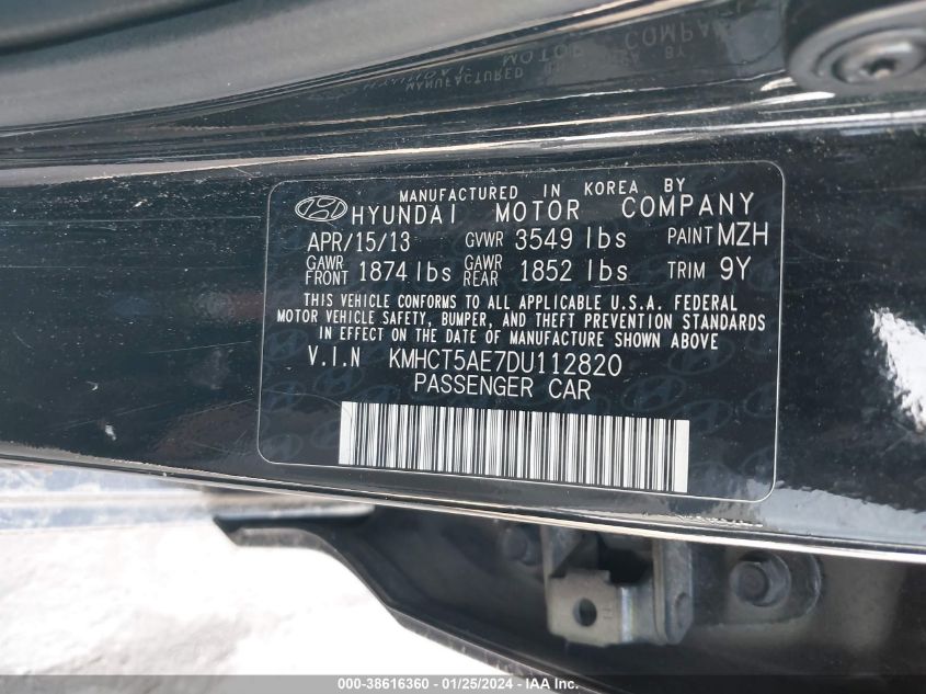 2013 HYUNDAI ACCENT GLS/GS - KMHCT5AE7DU112820