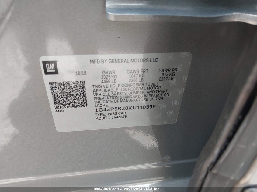 VIN 1G4ZP5SZ0KU110596 2019 BUICK LACROSSE ESSENCE