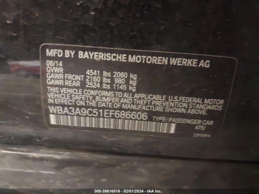 2014 BMW 335I I - WBA3A9C51EF686606