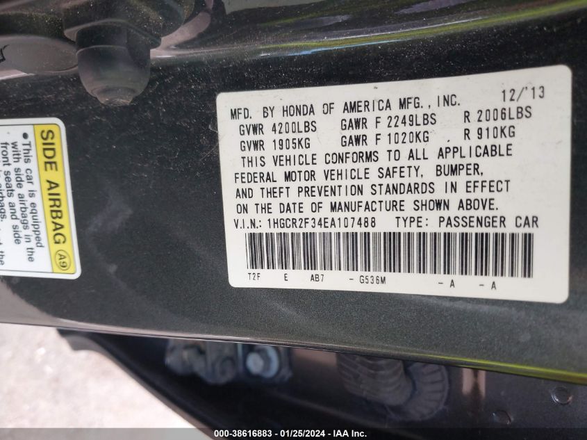 2014 HONDA ACCORD LX - 1HGCR2F34EA107488