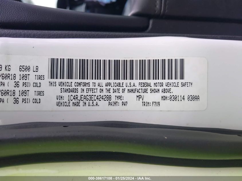 2014 JEEP GRAND CHEROKEE LAREDO - 1C4RJEAG3EC424288