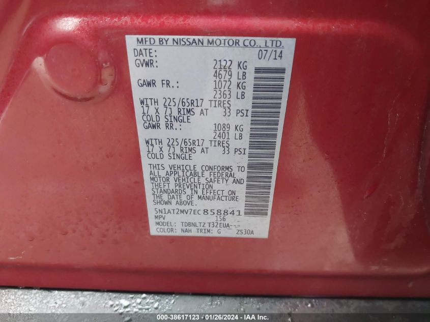 2014 NISSAN ROGUE SV - 5N1AT2MV7EC858841