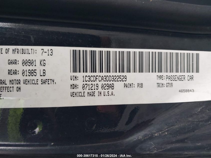 2013 DODGE DART LIMITED/R/T - 1C3CDFCA3DD322529