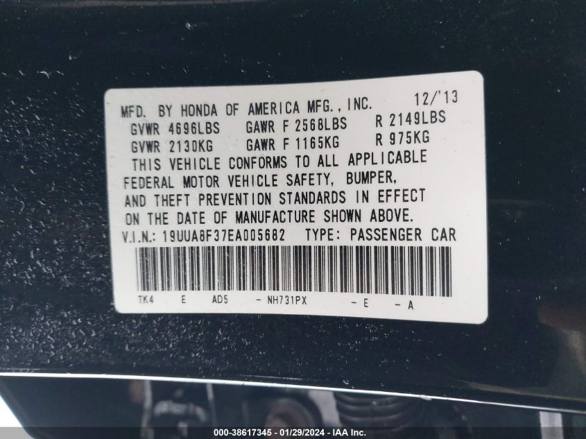 2014 ACURA TL 3.5 SPECIAL EDITION 19UUA8F37EA005682