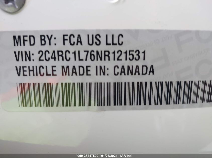 2C4RC1L76NR121531 2022 CHRYSLER PACIFICA, photo no. 9