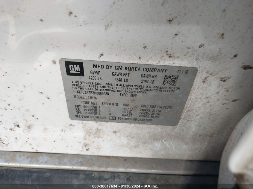 2017 BUICK ENCORE PREFERRED - KL4CJASB3HBO66938
