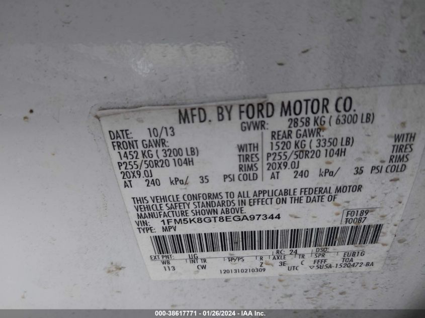 2014 FORD EXPLORER SPORT - 1FM5K8GT8EGA97344