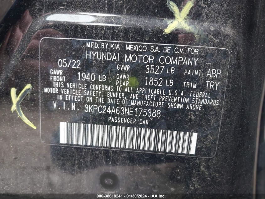 2022 HYUNDAI ACCENT SE - 3KPC24A63NE175388