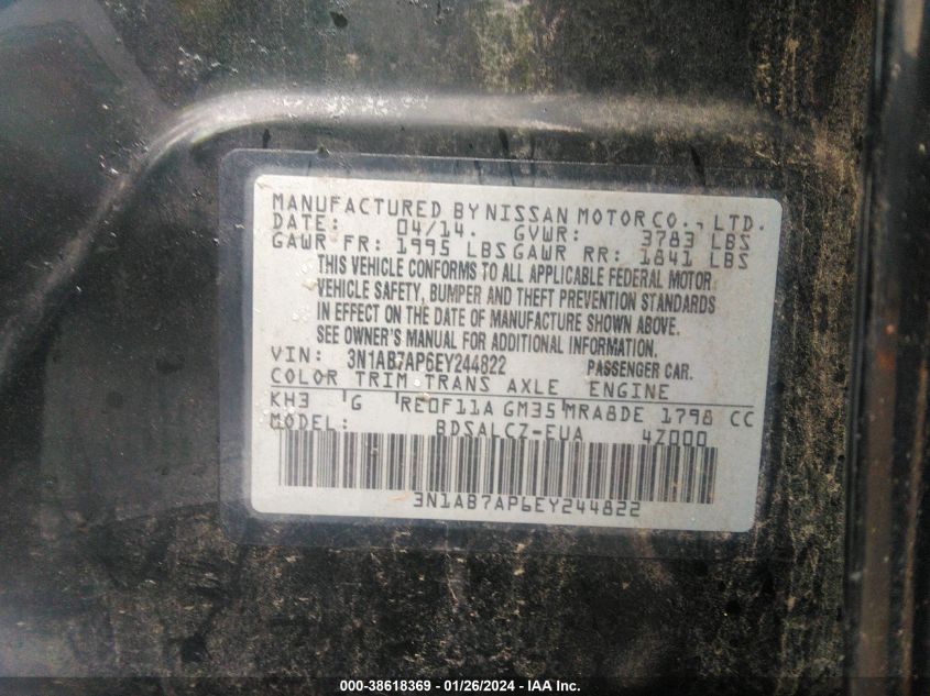 2014 NISSAN SENTRA S/SV/SR/SL - 3N1AB7AP6EY244822