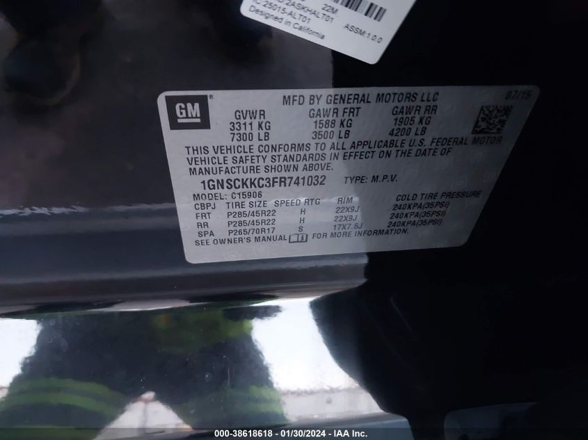 2015 CHEVROLET SUBURBAN 1500 LTZ - 1GNSCKKC3FR741032