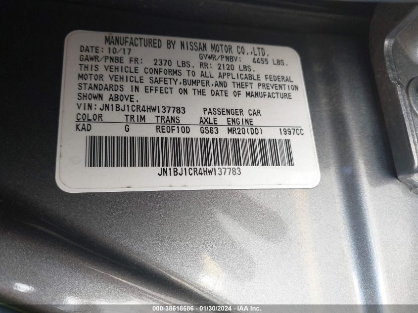 2017 NISSAN ROGUE SPORT S/SV/SL - JN1BJ1CR4HW137783
