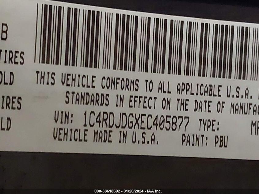 2014 DODGE DURANGO LIMITED - 1C4RDJDGXEC405877