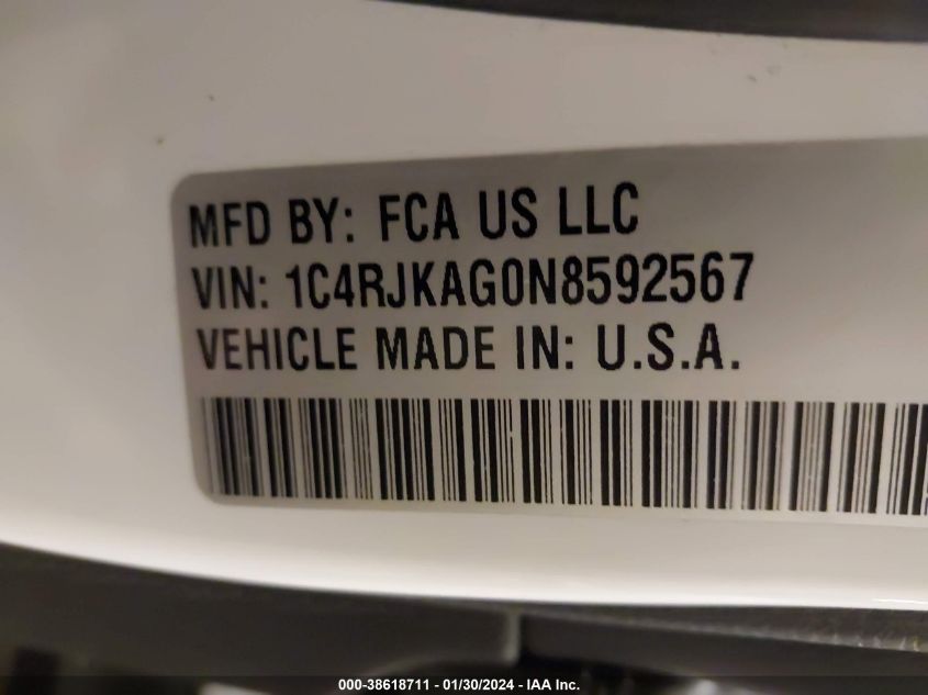 2022 JEEP GRAND CHEROKEE L ALTITUDE 4X4 - 1C4RJKAG0N8592567