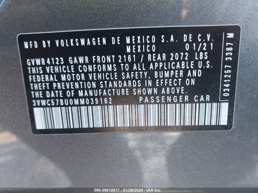2021 VOLKSWAGEN JETTA S/SE/R-LINE - 3VWC57BU0MM039162