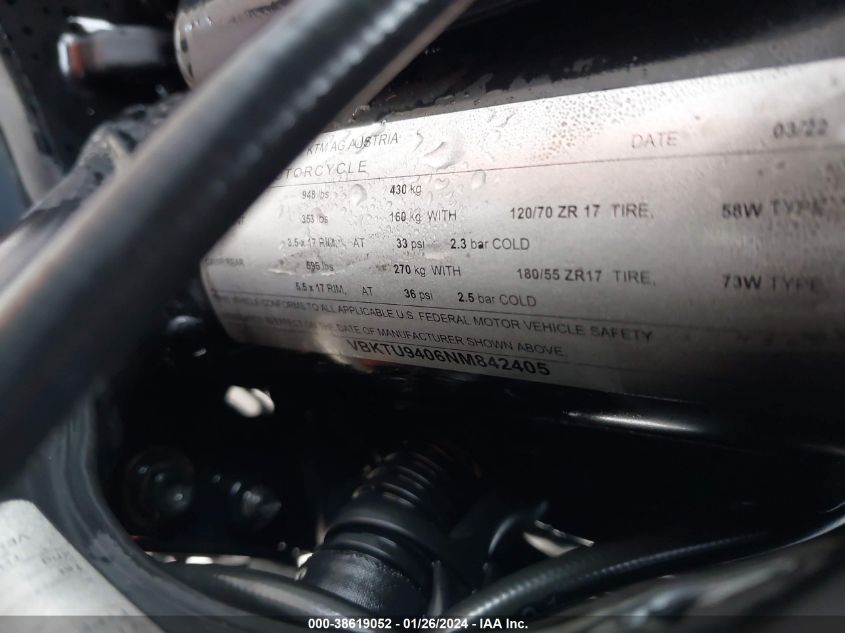 2022 KTM 890 DUKE R - VBKTU9406NM842405