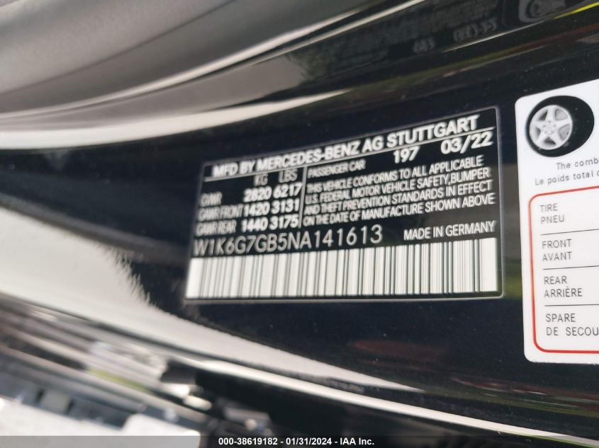 2022 MERCEDES-BENZ S 580 4MATIC - W1K6G7GB5NA141613