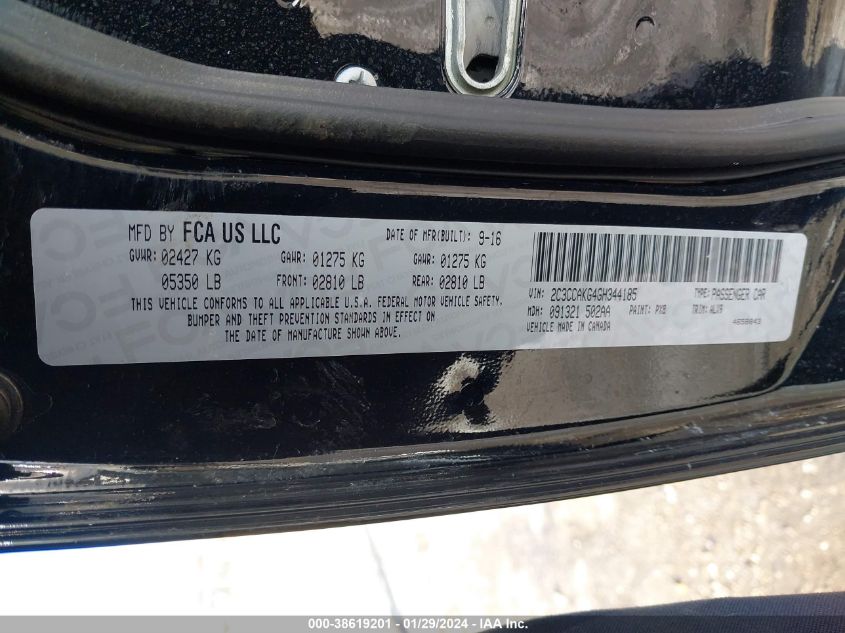 2016 CHRYSLER 300 300C - 2C3CCAKG4GH344185
