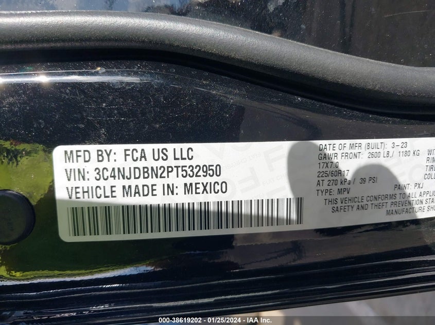 VIN 3C4NJDBN2PT532950 2023 JEEP COMPASS LATITUDE 4X4