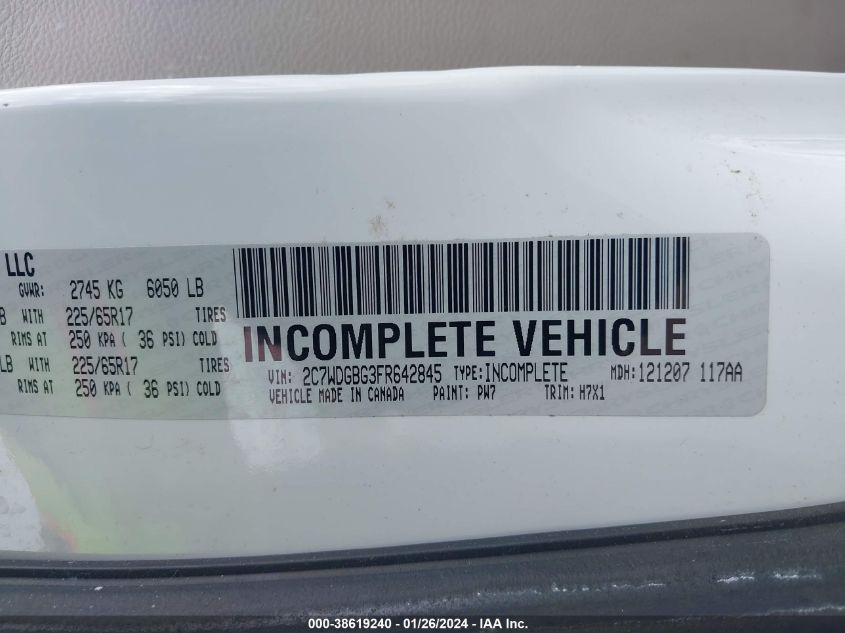 2015 DODGE GRAND CARAVAN AVP/SE - 2C7WDGBG3FR642845