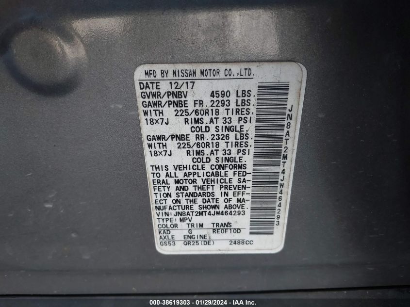 2018 NISSAN ROGUE SL - JN8AT2MT4JW464293