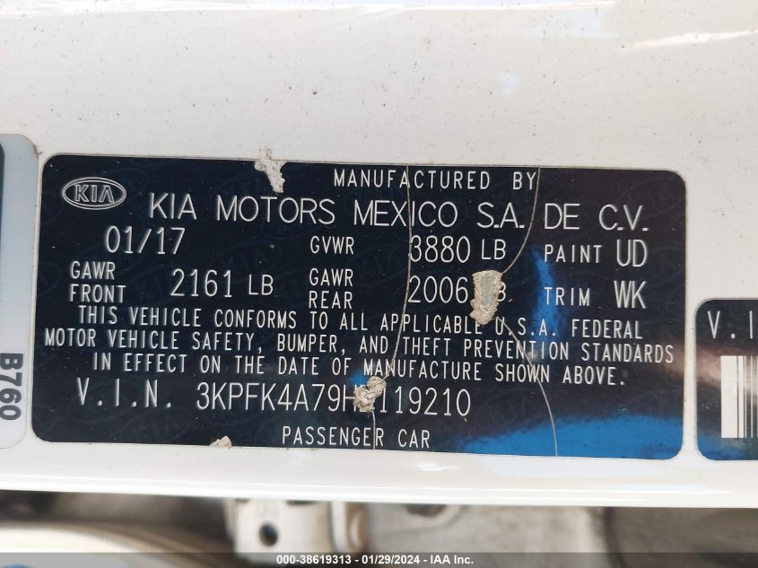 2017 KIA FORTE LX - 3KPFK4A79HE119210