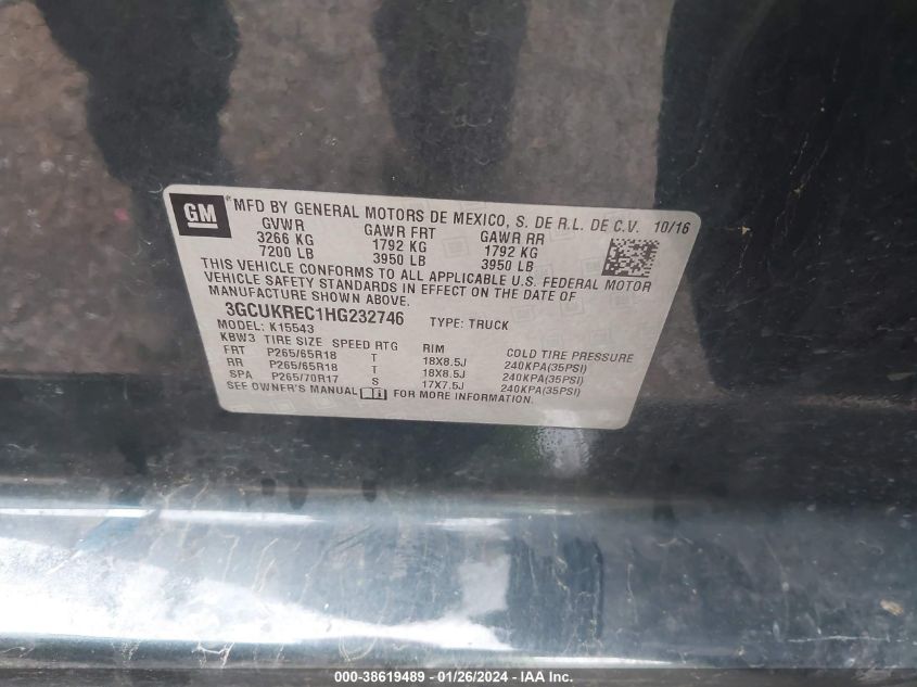 2017 CHEVROLET SILVERADO 1500 2LT - 3GCUKREC1HG232746