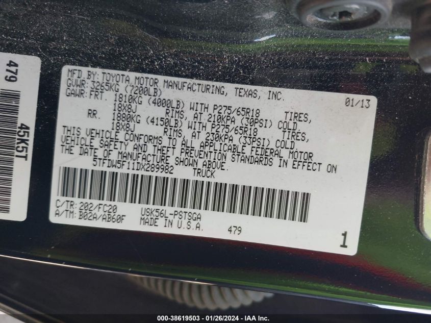 2013 TOYOTA TUNDRA CREWMAX SR5 - 5TFDW5F11DX289982