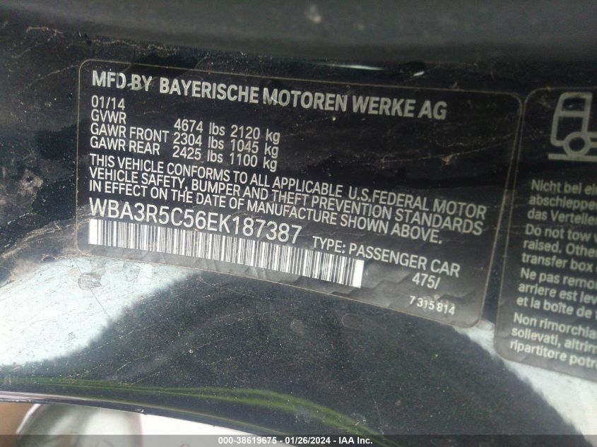 2014 BMW 435I XDRIVE WBA3R5C56EK187387