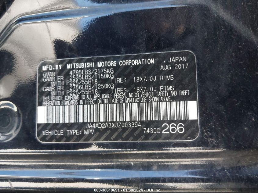 2018 MITSUBISHI OUTLANDER ES - JA4AD2A3XJZ003394