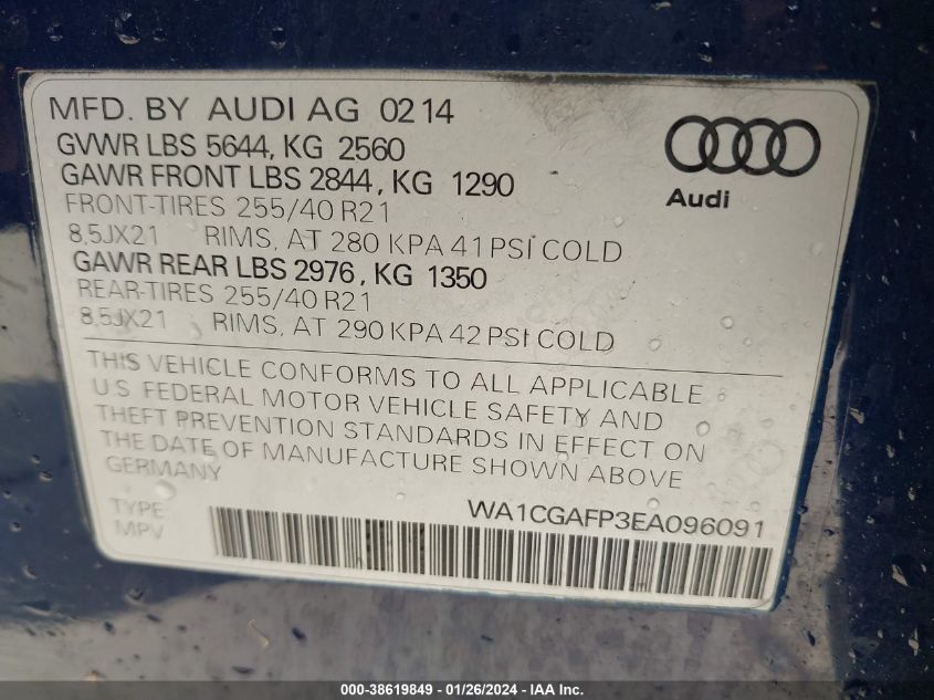 WA1CGAFP3EA096091 2014 AUDI SQ5, photo no. 9