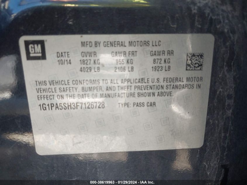 2015 CHEVROLET CRUZE LS AUTO - 1G1PA5SH3F7126728